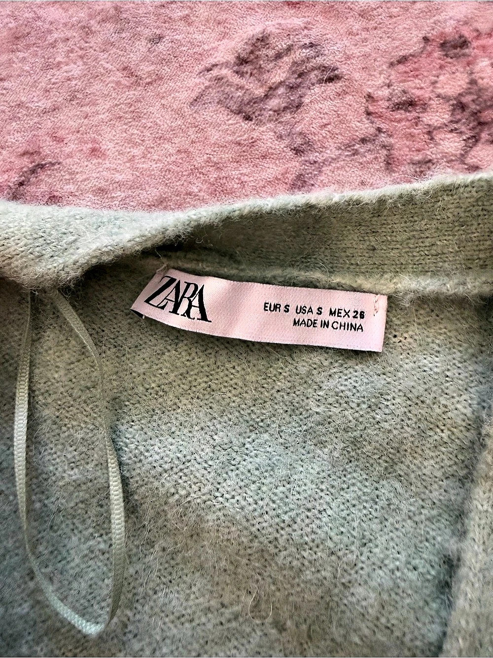 Zara Pearl Embellished Knit Cardigan Green small - Picture 3 of 4